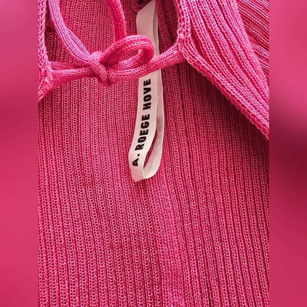 A. ROEGE HOVEPink Nylon & Cotton Cardigan In Berry size S - Picture 8 of 13